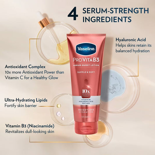 VASELINE PRO VITAB3 SUPPLE & SOFT SERUM BURST LOTION - 225ml
