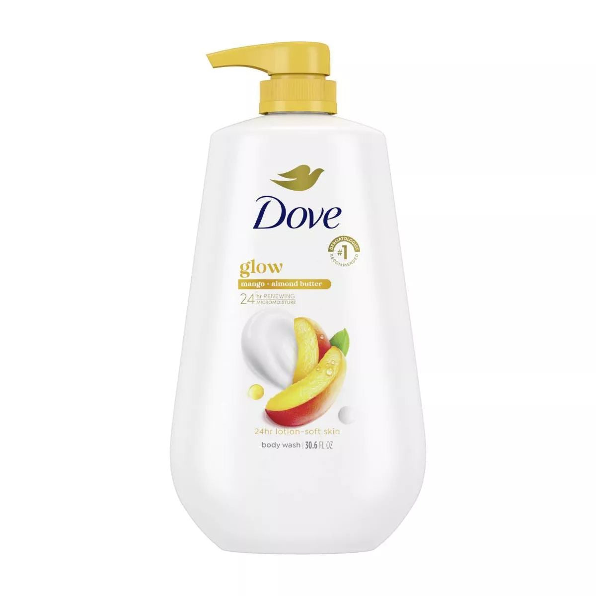 DOVE GLOW BODY WASH WITH MANGO & ALMOND BUTTER - 30.6oz