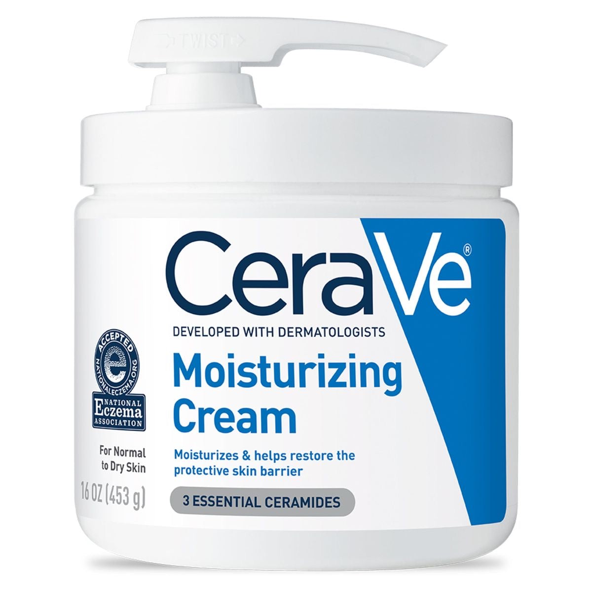 CERAVE MOISTURIZING CREAM FOR DRY AND NORMAL SKIN WITH PUMP  - 16oz