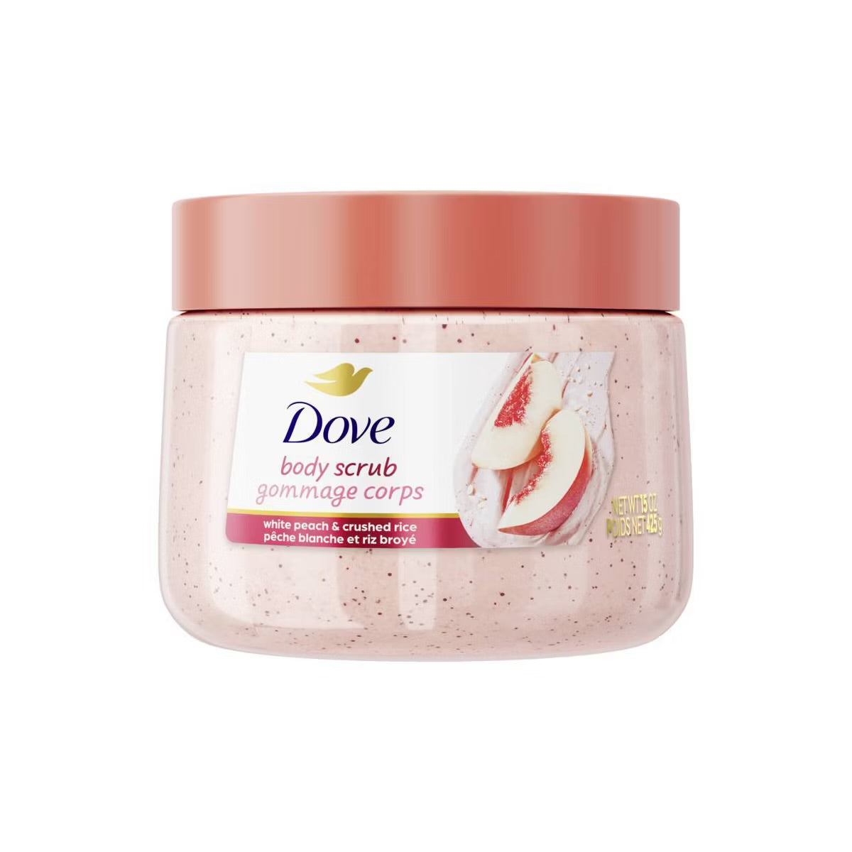 DOVE WHITE PEACH & CRUSHED RICE SCRUB - 15oz