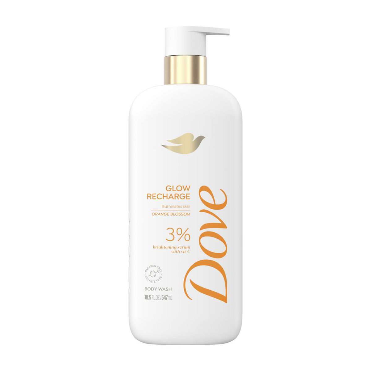 DOVE GLOW RECHARGE BODY WASH WITH 3% VITAMIN C - 18.5oz