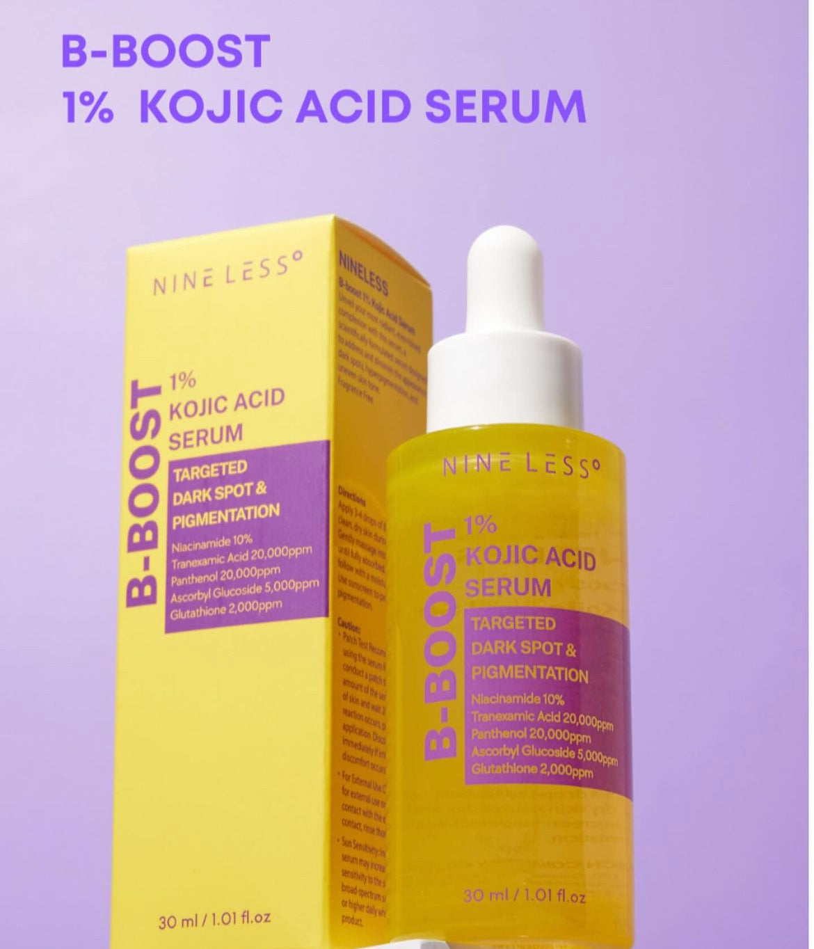 NINELESS B-BOOST 1% KOJIC ACID SERUM - 30ml