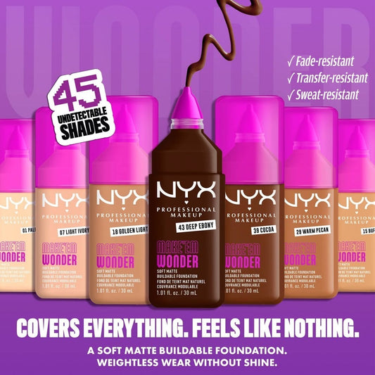NYX MAKE ‘EM WONDER™ SOFT MATTE BUILDABLE FOUNDATION - 30ml