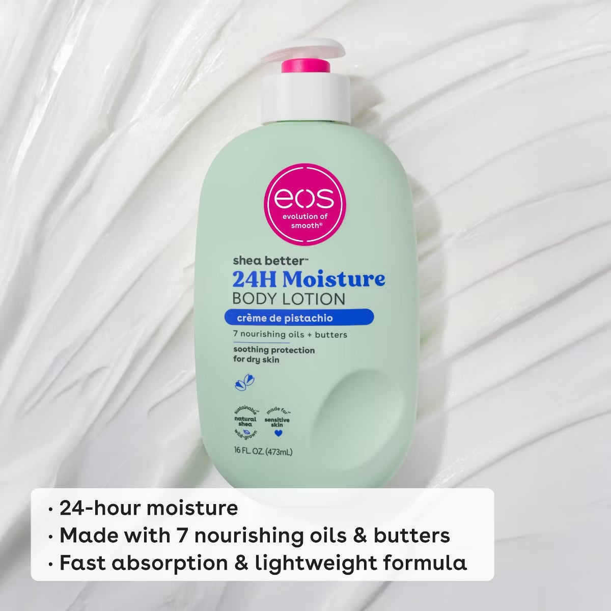 EOS  SHEA BETTER 24H MOISTURE CRÈME DE PISTACHIO BODY LOTION - 16oz