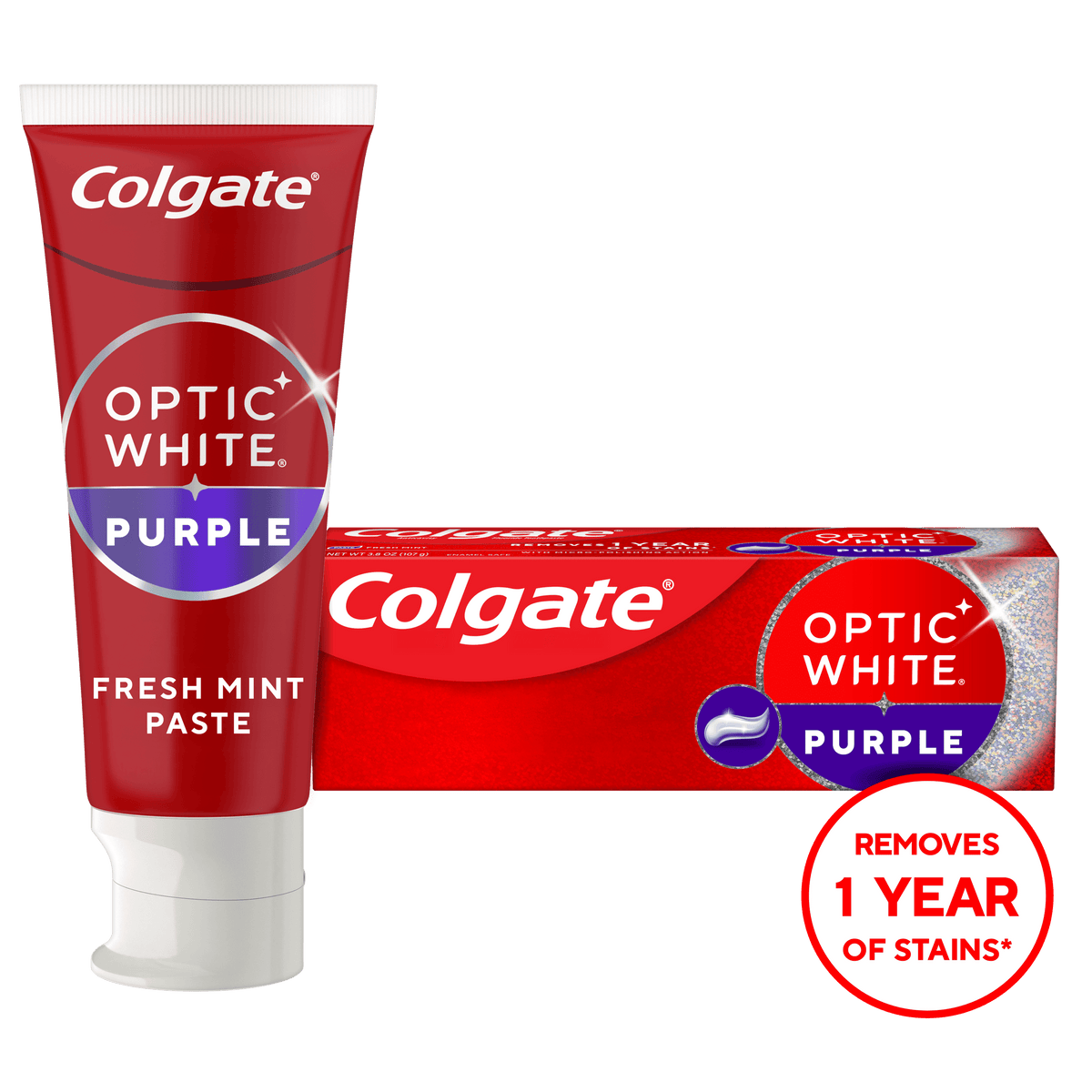 COLGATE OPTIC WHITE PURPLE TEETH WHITENING TOOTHPASTE - 107g
