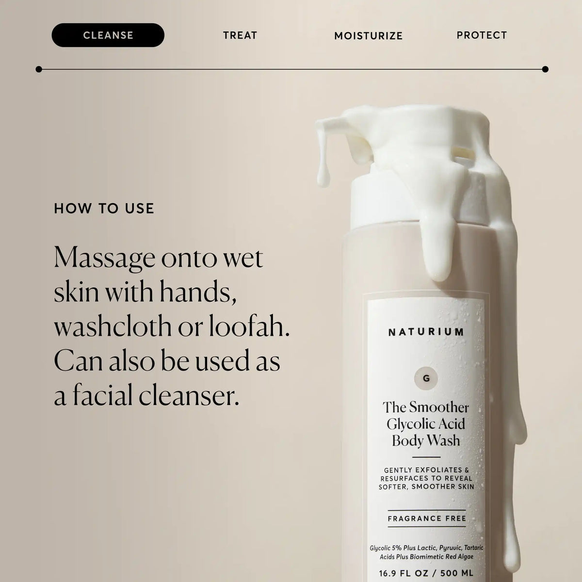 NATURIUM THE SMOOTHER GLYCOLIC ACID EXFOLIATING BODY WASH - 500ml