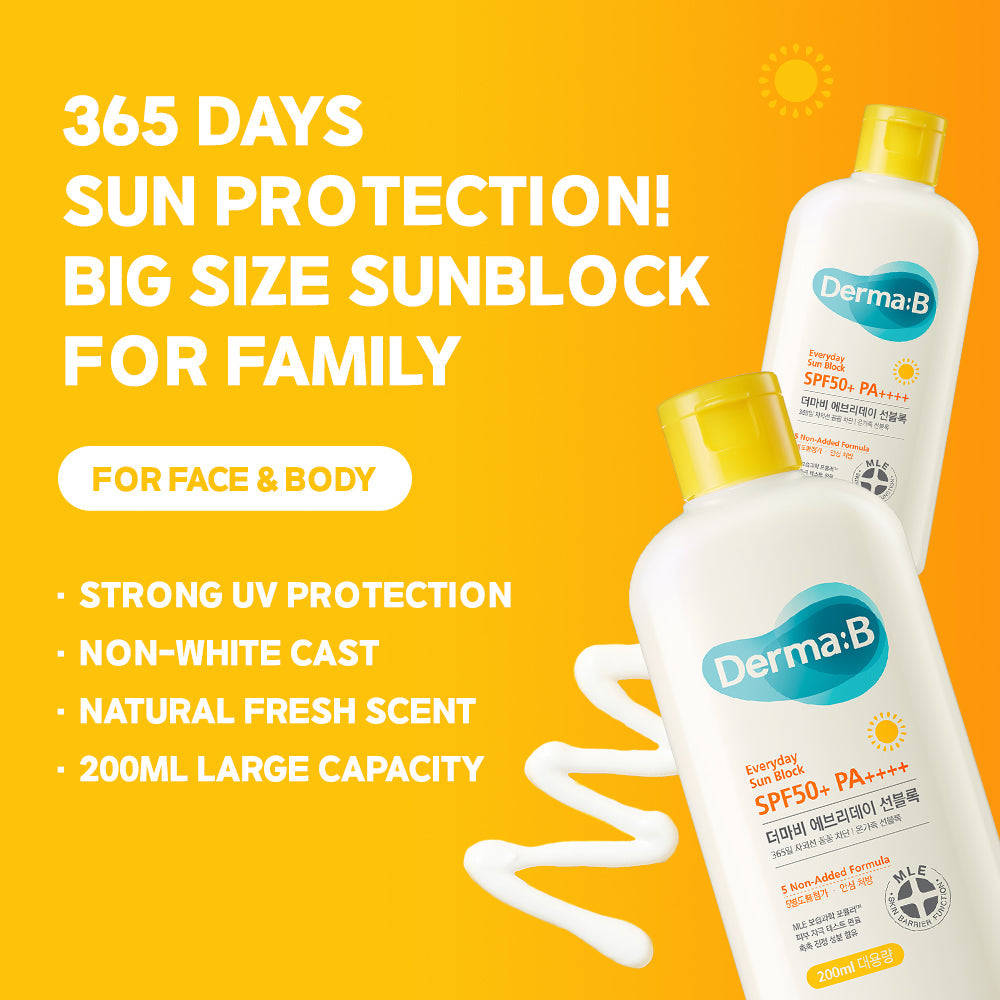 DERMA B EVERYDAY SUN BLOCK SUNSCREEN SPF50+ PA++++ - 200ml