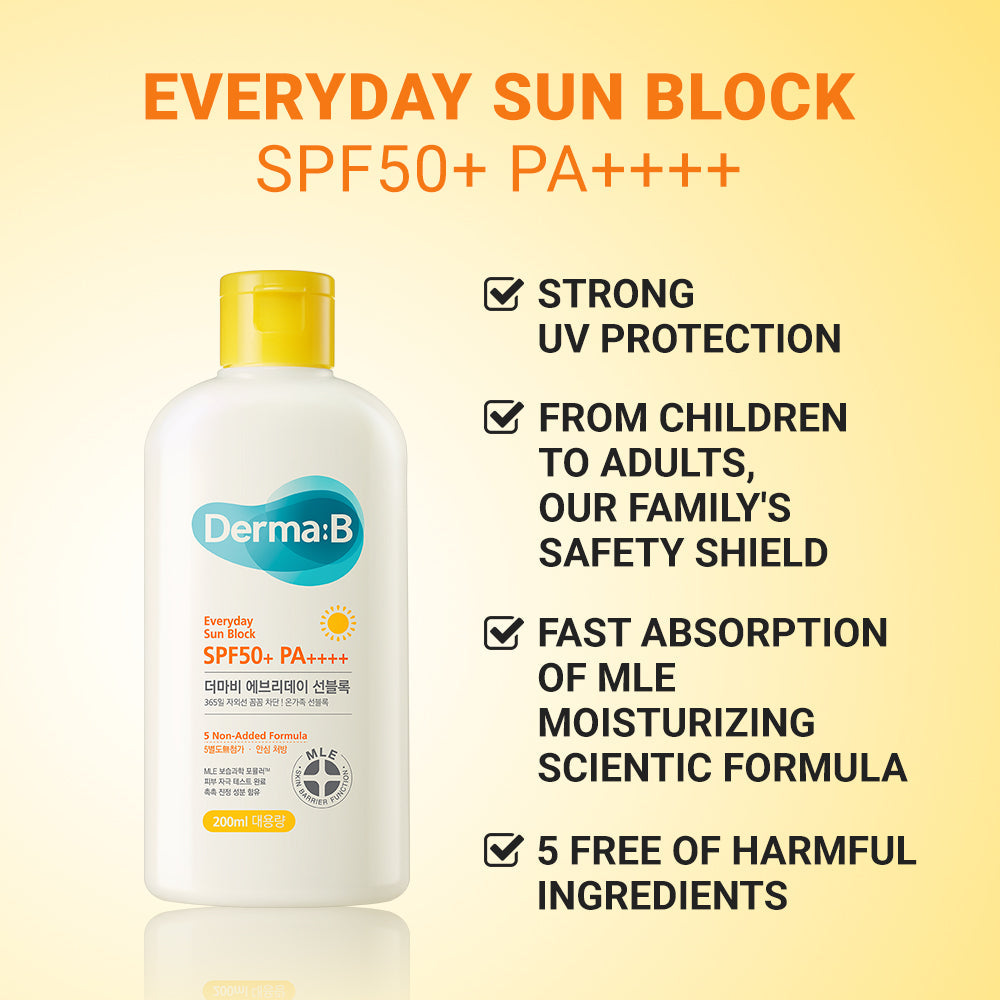 DERMA B EVERYDAY SUN BLOCK SUNSCREEN SPF50+ PA++++ - 200ml