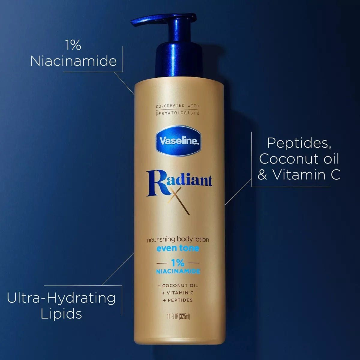 VASELINE RADIANT X EVEN TONE NOURISHING BODY LOTION - 11oz